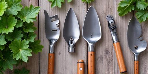 Herramientas manuales de jardinería como tijeras de podar y palas